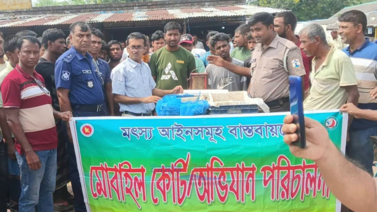 পাইকগাছায় অস্বাস্থ্যকর পরিবেশে চিংড়ি বিক্রি, তিন ব্যবসায়ীকে জরিমানা