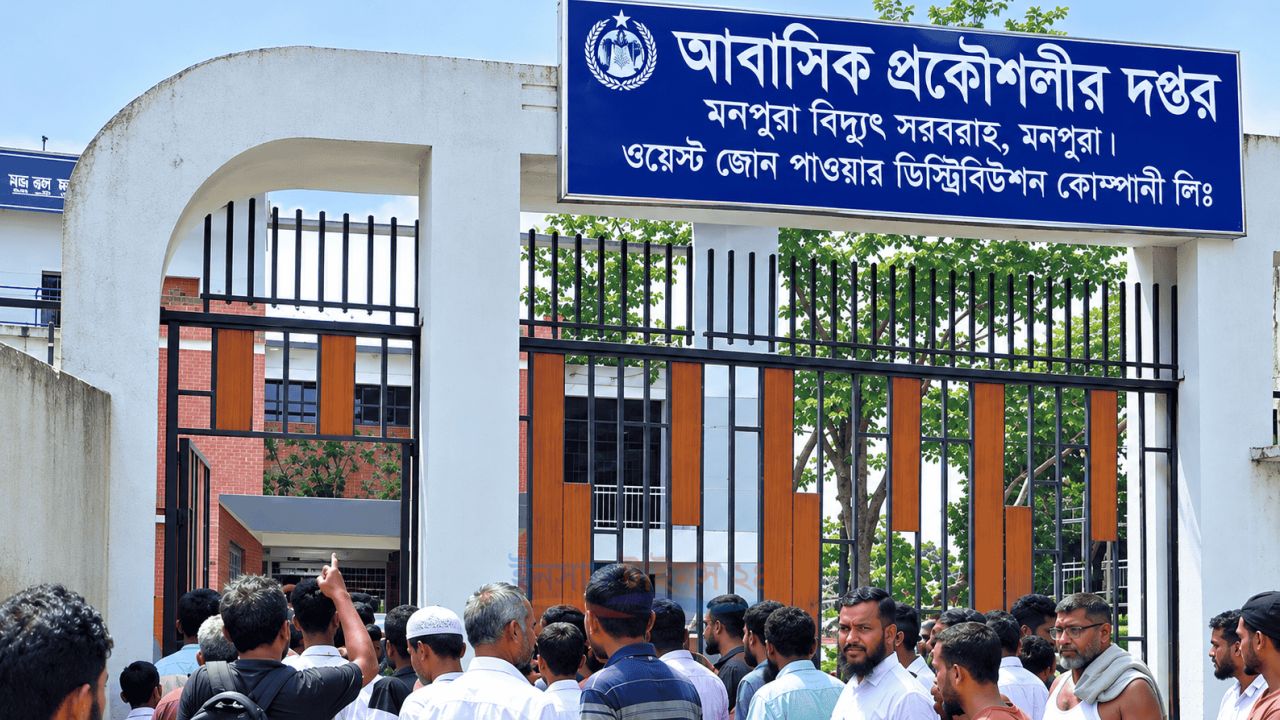 মনপুরায় ২৪ ঘণ্টায় বিদ্যুৎ মেলে মাত্র ১ ঘণ্টা, ক্ষুব্ধ ব্যবসায়ীদের বিদ্যুৎ অফিসে অবস্থান